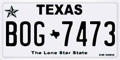 TX license plate BOG7473