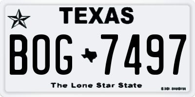TX license plate BOG7497