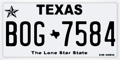 TX license plate BOG7584