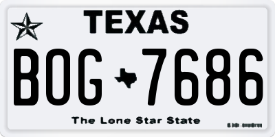 TX license plate BOG7686