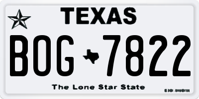 TX license plate BOG7822