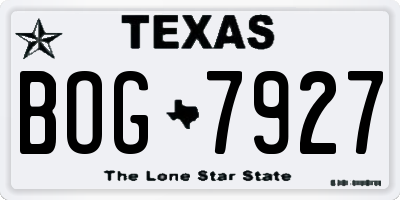 TX license plate BOG7927