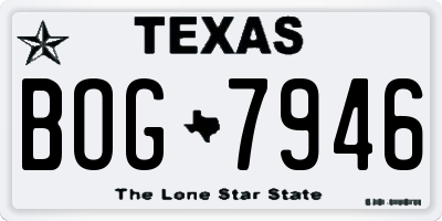 TX license plate BOG7946