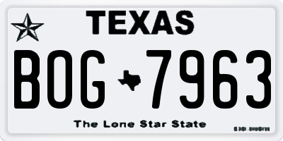 TX license plate BOG7963