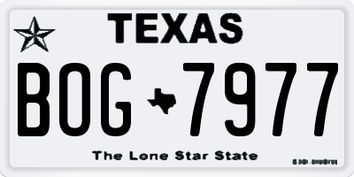 TX license plate BOG7977