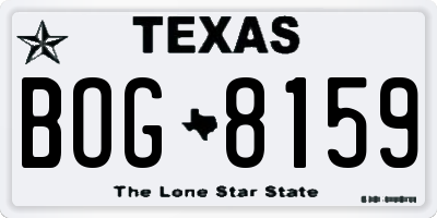 TX license plate BOG8159