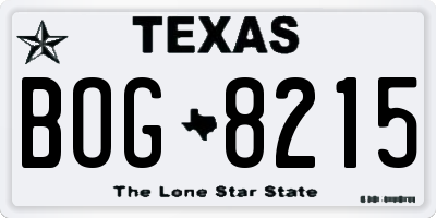 TX license plate BOG8215