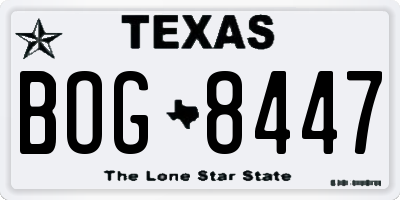 TX license plate BOG8447