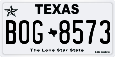 TX license plate BOG8573