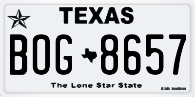 TX license plate BOG8657