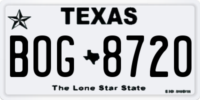 TX license plate BOG8720