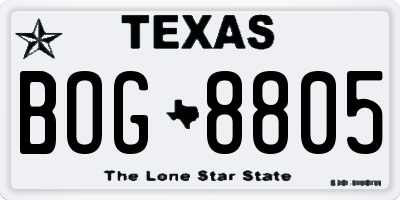 TX license plate BOG8805