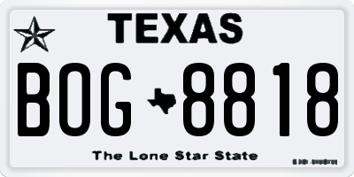 TX license plate BOG8818