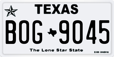 TX license plate BOG9045
