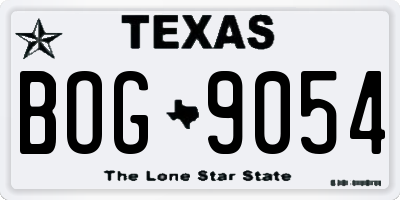 TX license plate BOG9054