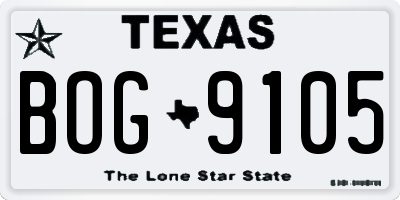 TX license plate BOG9105