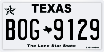 TX license plate BOG9129