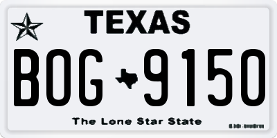 TX license plate BOG9150