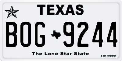 TX license plate BOG9244