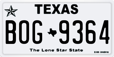 TX license plate BOG9364