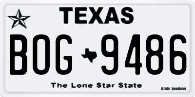 TX license plate BOG9486