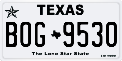 TX license plate BOG9530