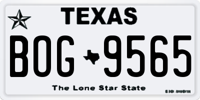 TX license plate BOG9565