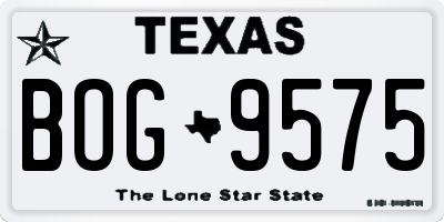 TX license plate BOG9575