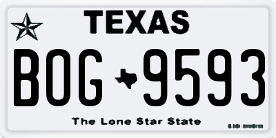 TX license plate BOG9593