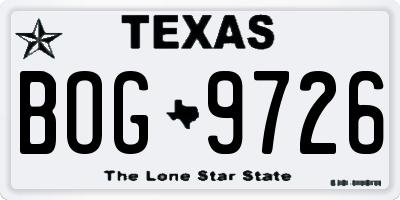 TX license plate BOG9726