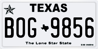 TX license plate BOG9856