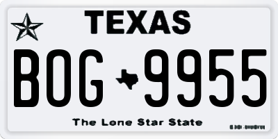 TX license plate BOG9955