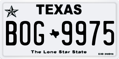TX license plate BOG9975