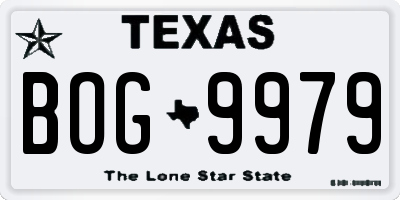 TX license plate BOG9979