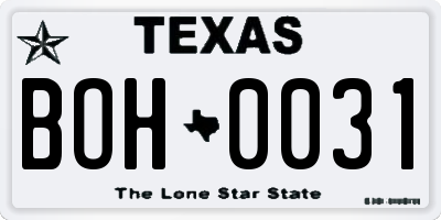 TX license plate BOH0031