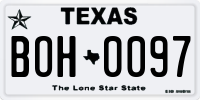TX license plate BOH0097