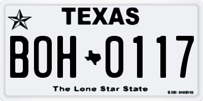 TX license plate BOH0117
