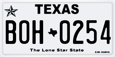 TX license plate BOH0254