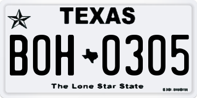 TX license plate BOH0305