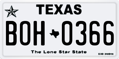 TX license plate BOH0366