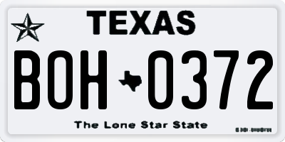 TX license plate BOH0372