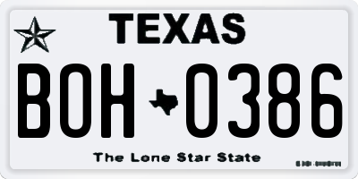 TX license plate BOH0386