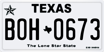 TX license plate BOH0673
