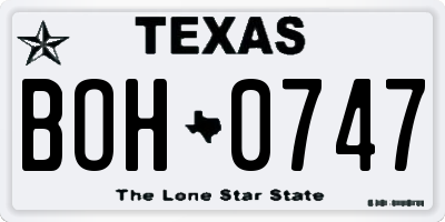 TX license plate BOH0747