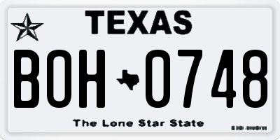 TX license plate BOH0748