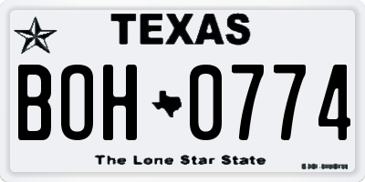 TX license plate BOH0774