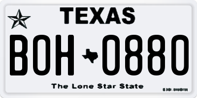 TX license plate BOH0880
