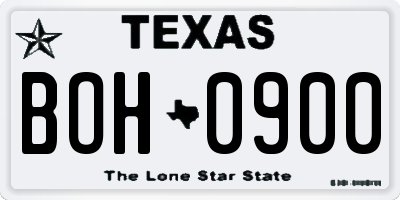 TX license plate BOH0900