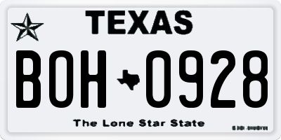 TX license plate BOH0928