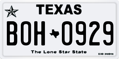 TX license plate BOH0929